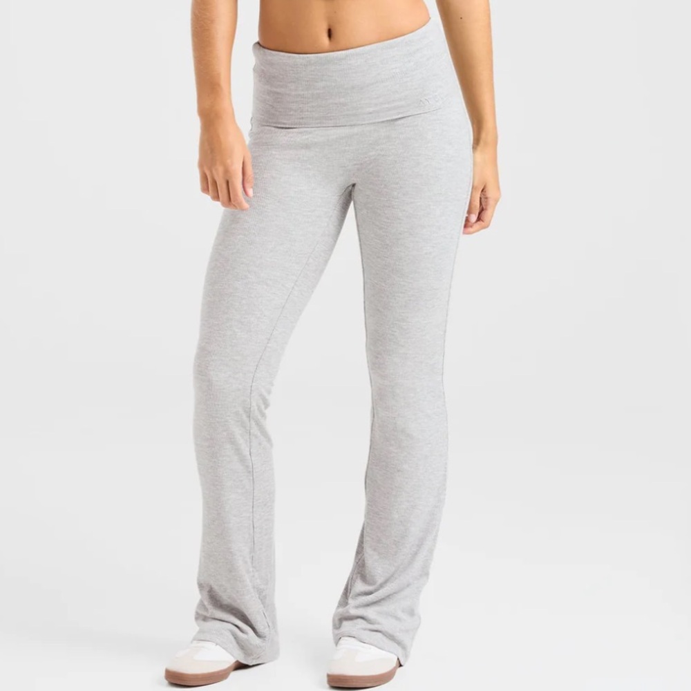 AYBL Soft ribbed lounge gray fold over flared leggings tall friendly